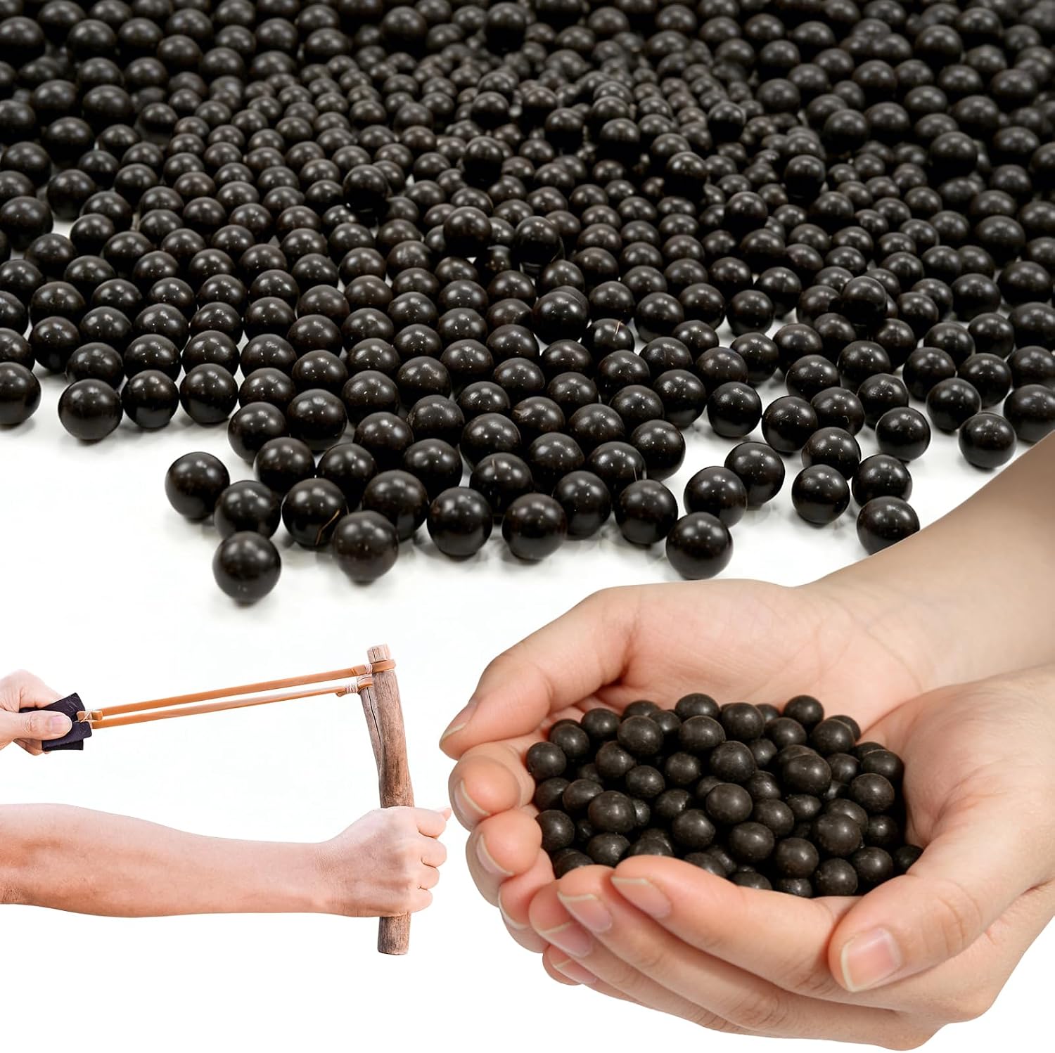 5.5 LB 3/8 Inch Slingshot Ammo, Natural Clay Sling Shot Ammo Balls | Professional Balls for Hunting, Target Practice, Outdoor