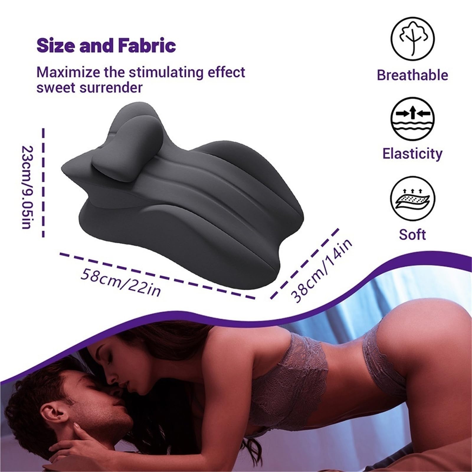 Oreiller confortable pour couples, coussin ergonomique en mousse à mémoire de forme pour réduire la pression de la taille, design à 27 degrés, discret et offrant un bon soutien pour les couples
