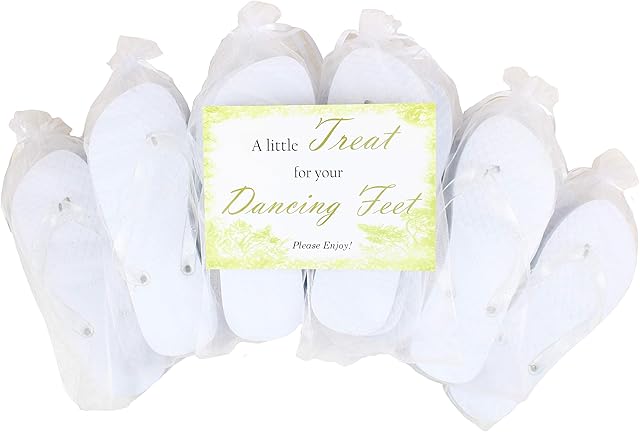 Modo Wedding/Party Glitter Flip Flops 10 Pack in Organza Bags - Size UK 5-6