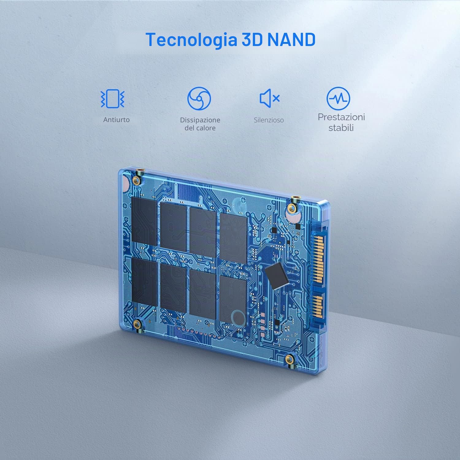 Vansuny 256GB SSD Interno 3D NAND 2.5" SATA III Unità a Stato Solido Interne disco rigido fino a 500MB/s per Laptop PC Desktop (256GB, Nero)