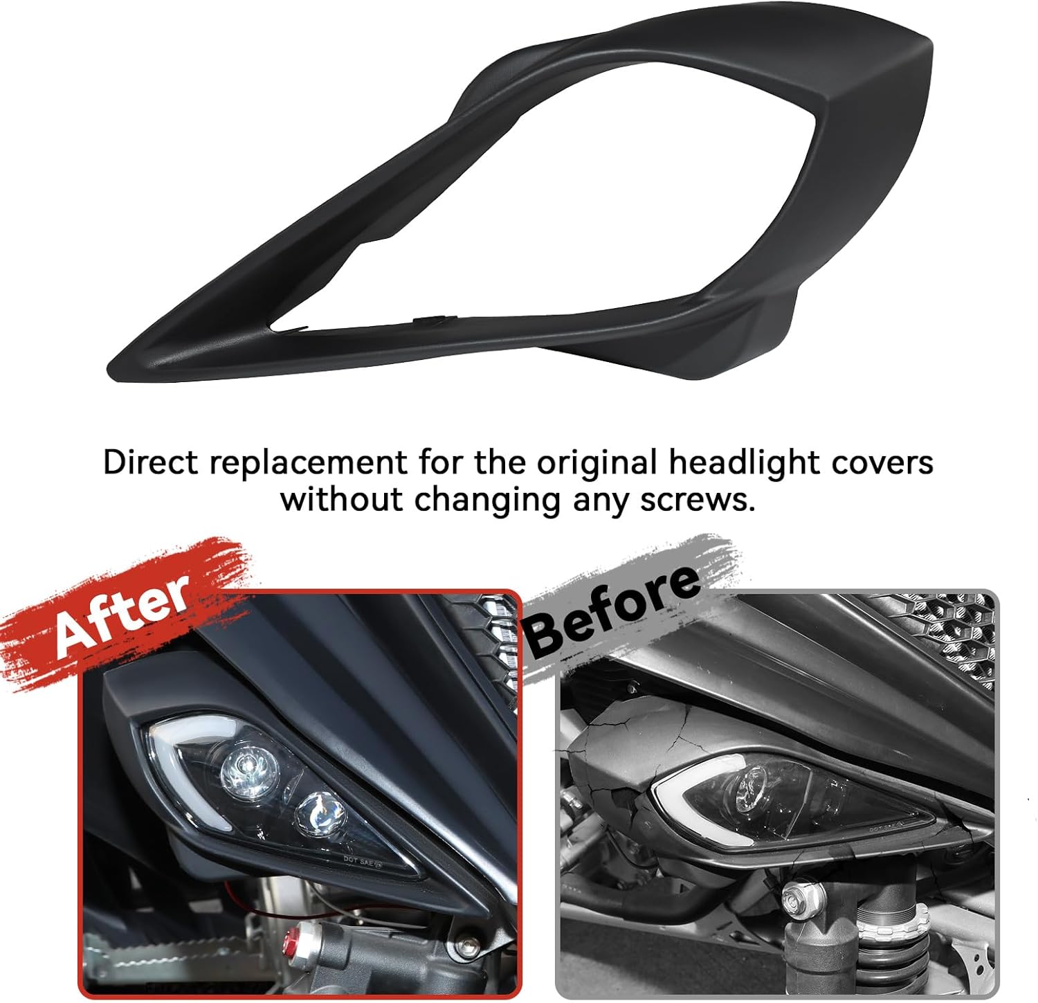 Headlight Covers for Yamaha Raptor 700, Left & Right Head Lamps Cover Front Head Light Trim Bezel for Yamaha YFZ 450 YFZ450R YFZ450X Wolverine 450 350 250 350 2006-2022 Accessories (2PCS)