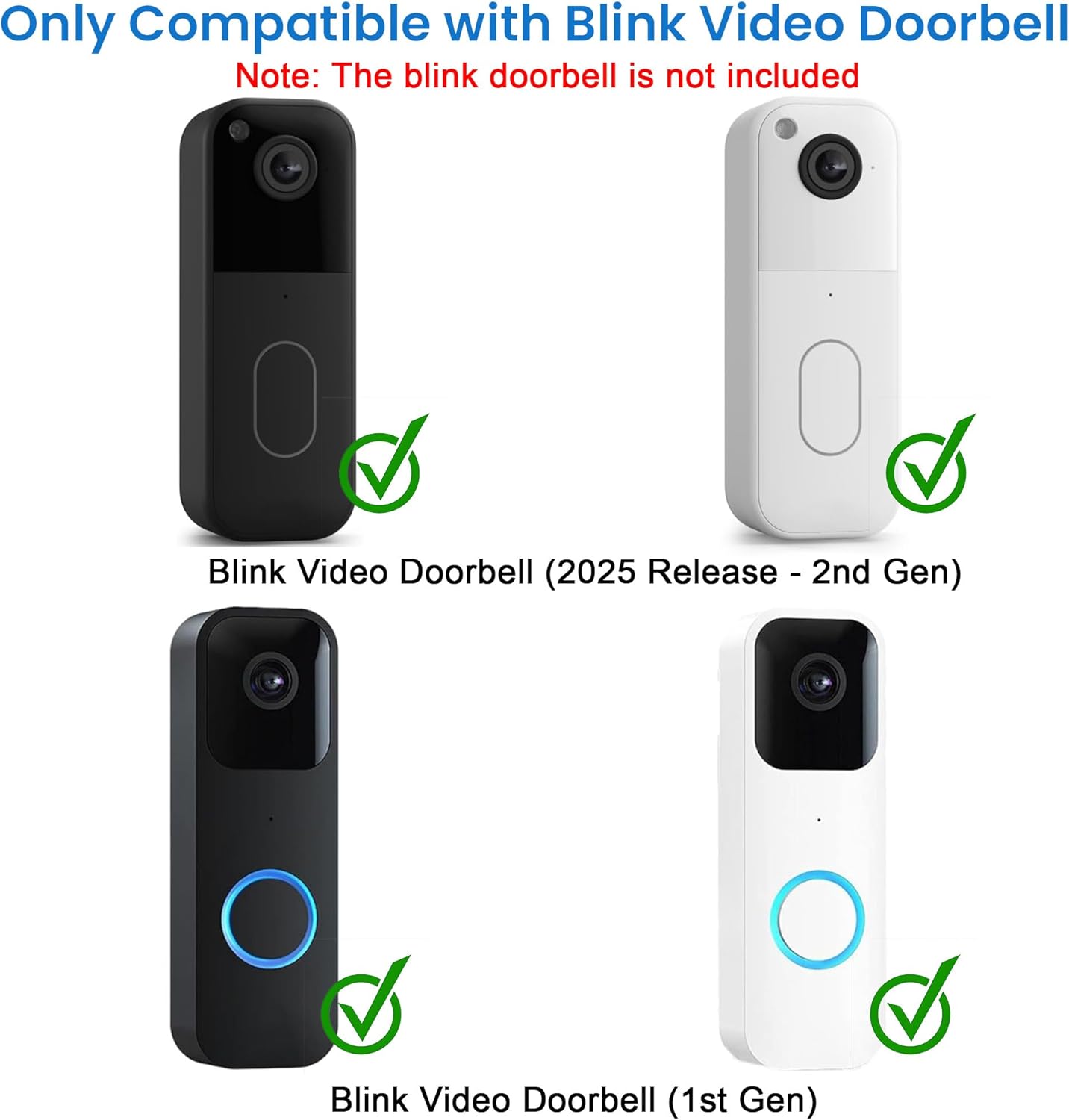 Anti-Theft Doorbell Door Mount No Drill Compatible with Blink,No Cover Not Block Doorbell Motion Sensor Bracket Holder for Apartment Renters Doorbell Mount-Non-Blocking Mount