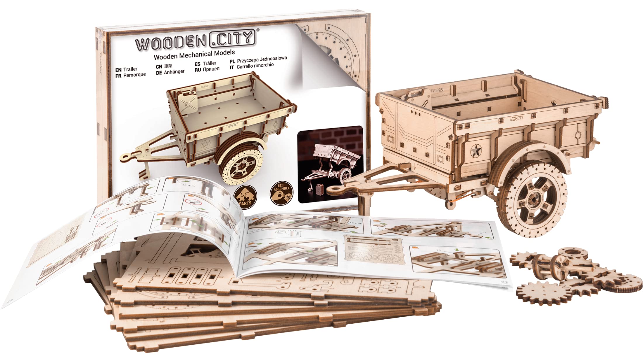 WOODEN.CITY Trailer for 4x4, Wooden Model Kits for Adults - 1:12 Scale 3D Puzzles, Possibility of Hand-Painted Decor Element, Assembly Time 3H, Perfect Men's Gifts, Made in EU