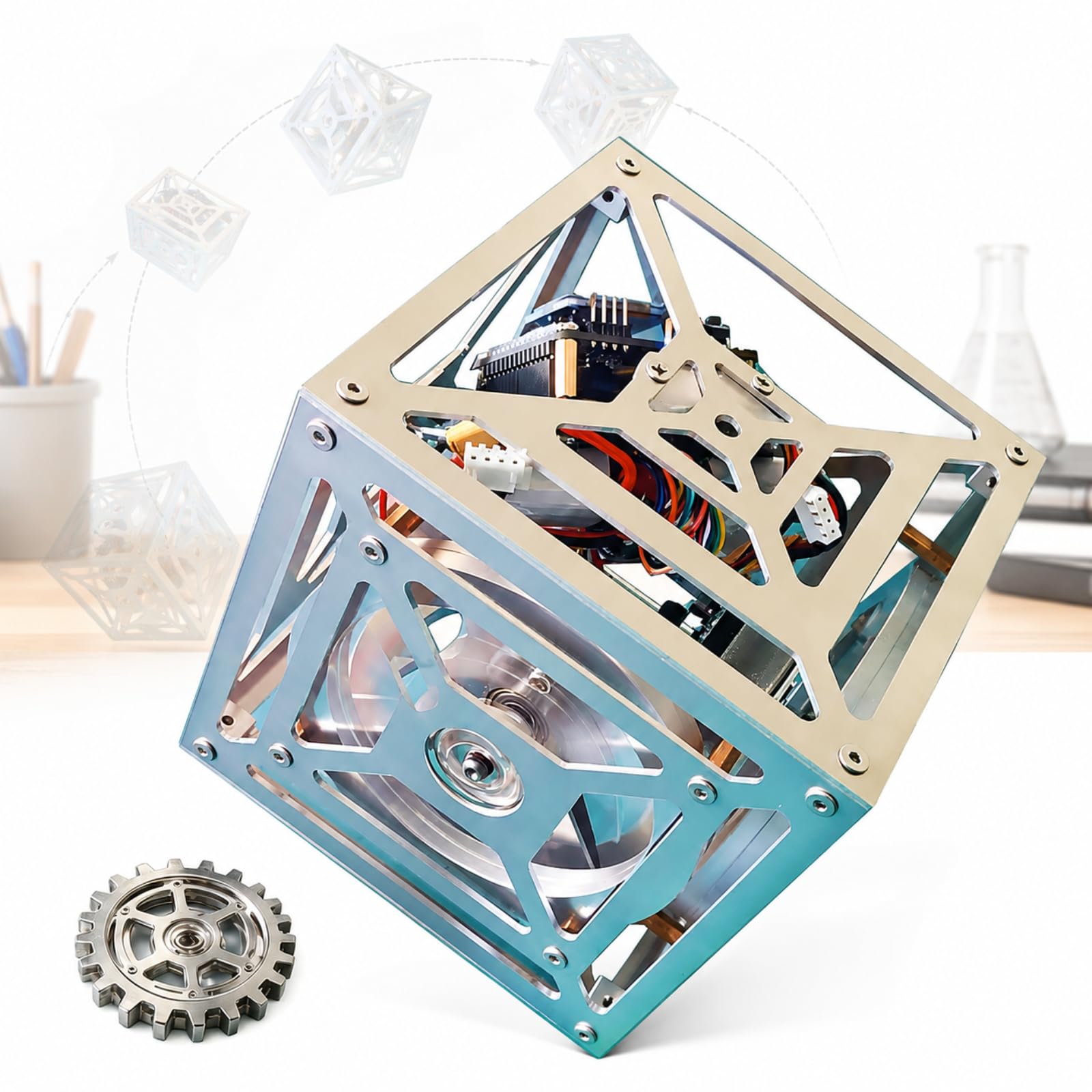 Cubo Autoequilibrado, Cubo Autoequilibrado Creativo DIY con Giroscopio Y Control De Rueda De Reacción, Giro En 4 Direcciones para La Enseñanza De La Física Stem
