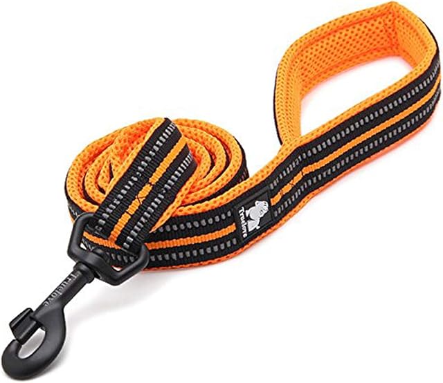 Dog Leash Puppy Walking Lead Pet Chain Padded Reflective Night Safe Rope Length 110cm TLL2111(Orange,L)