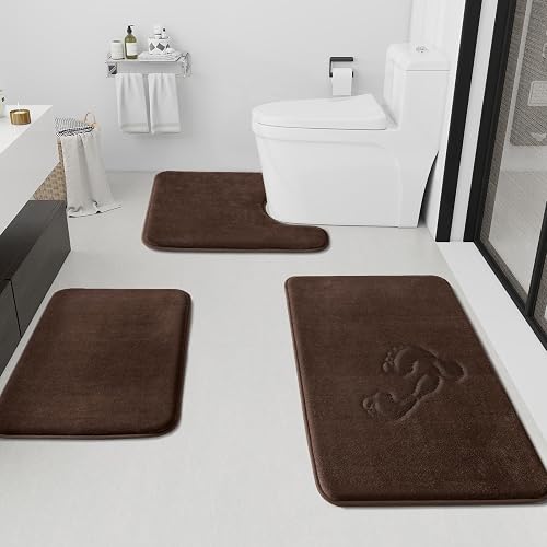 HUXMEYSON Bathroom Rugs Sets 3 Piece, Non-Slip & Quick Dry