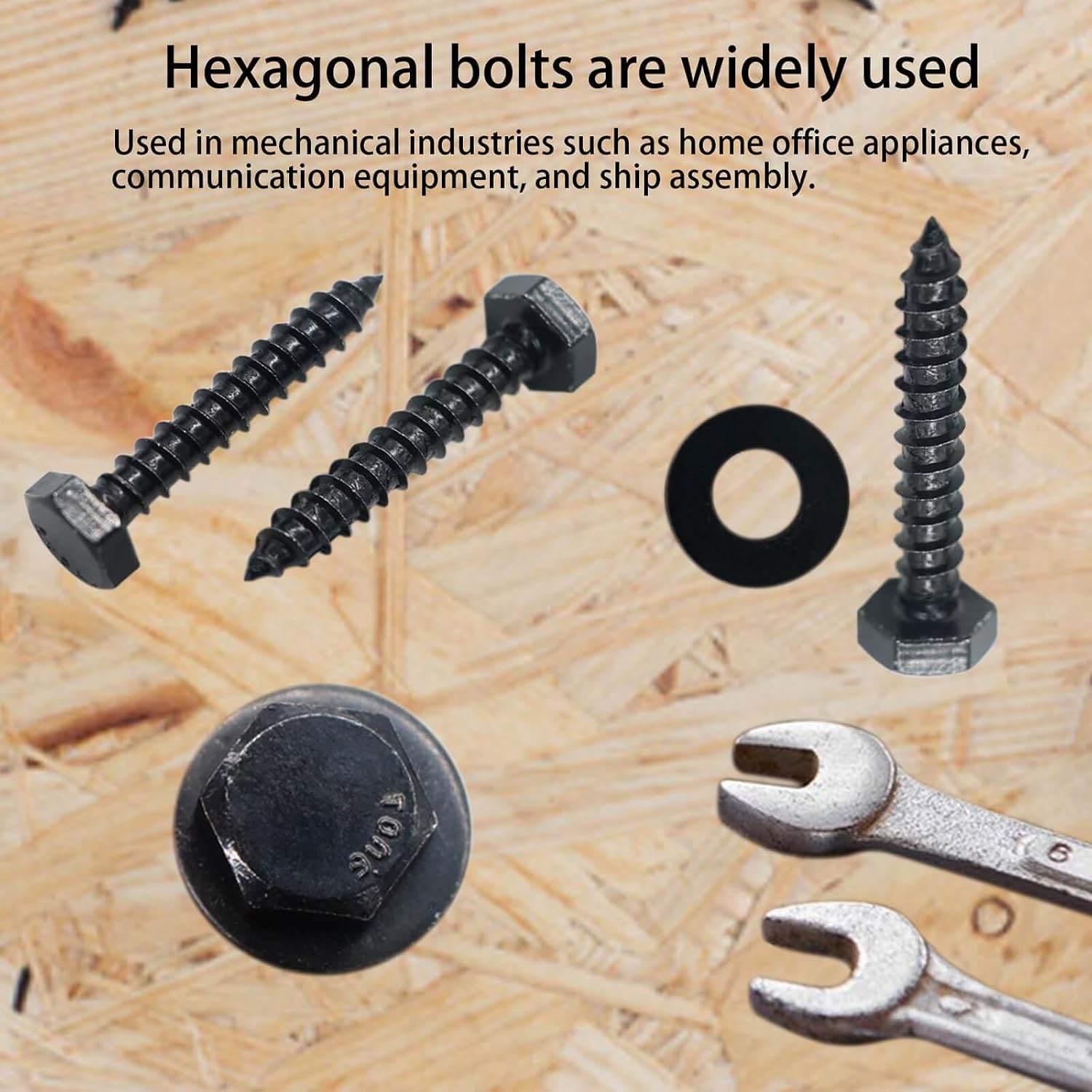 25PCS 1/4" x 1-1/2" Hex Head Lag Screws, Stainless Steel Black Lag Bolts, Heavy Duty Lag Bolts, Washers Included