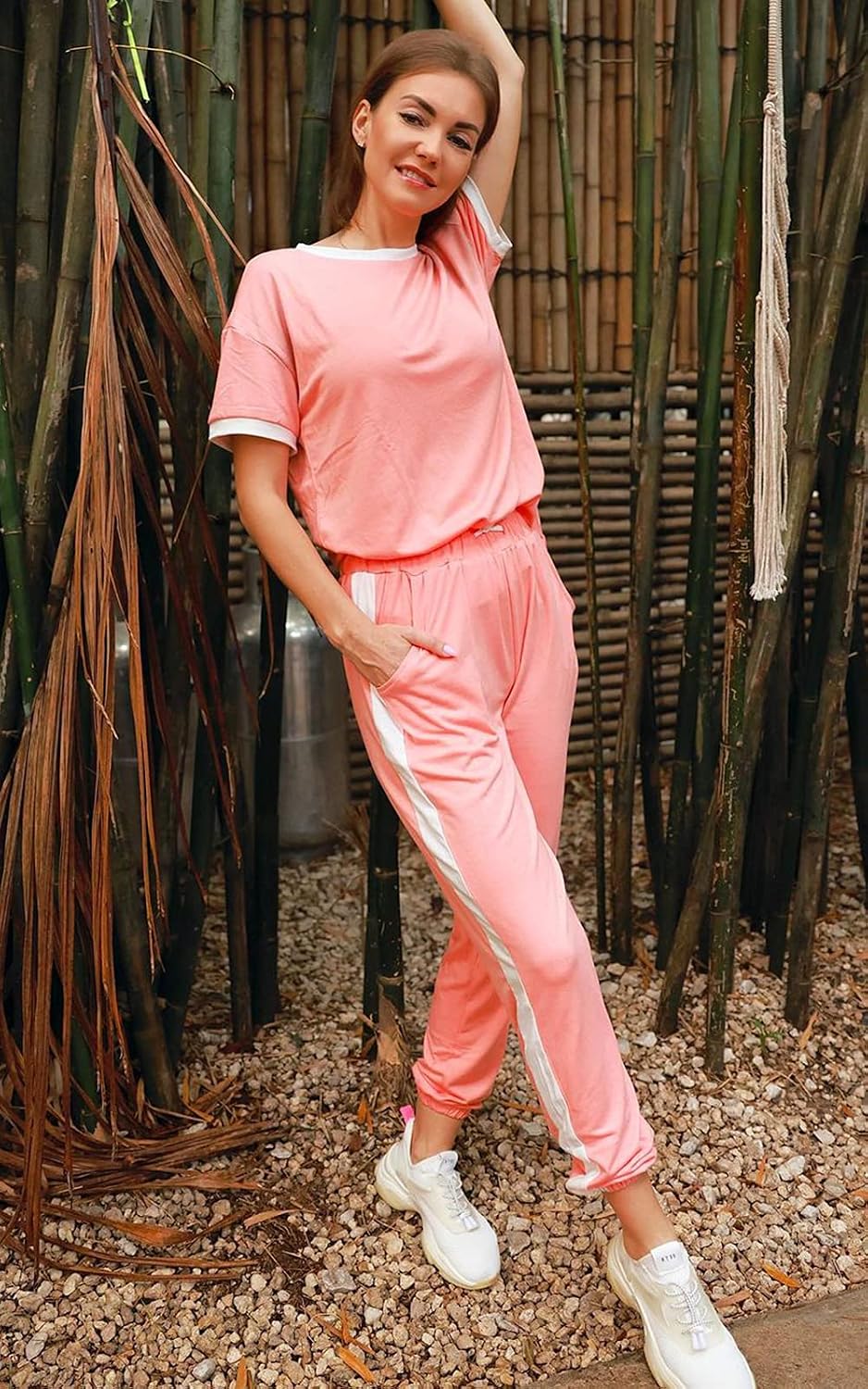 PRETTYGARDEN Women's 2 Piece Outfits Side Stripe Pullover Shirts and Long Pants Jogger Lounge Sweatsuit Sets