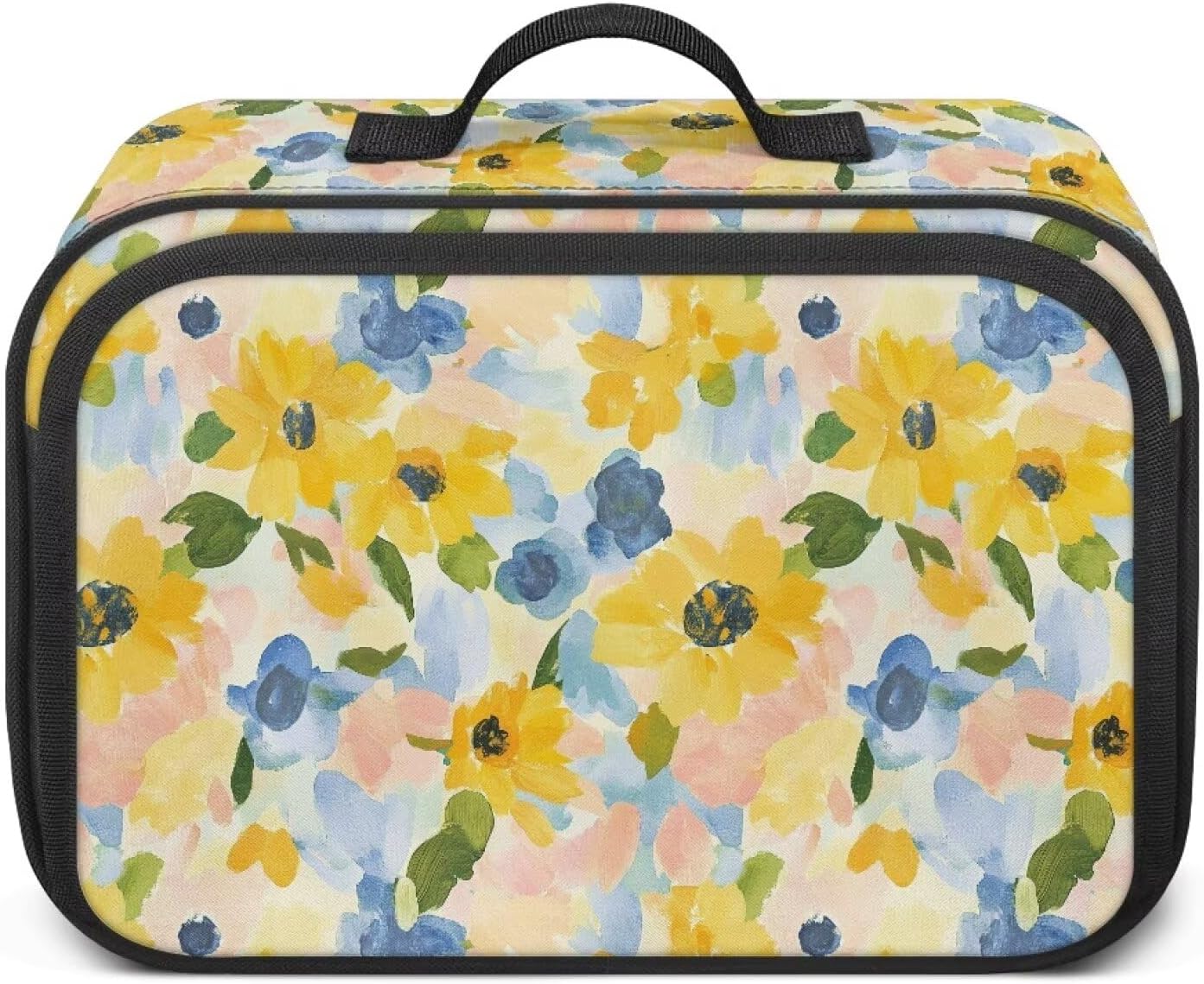 Oil Painting Flower Stroller Caddy Organizer for Mom Pretty Baby Stroller Organizer Bag with Handle and Cup Holder Portable Strollers Diaper Bag for Outdoor Travel