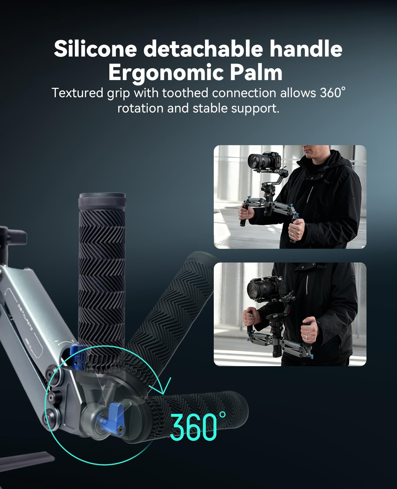 ARES-SE Z Axis Gimbal Dual Handle Grip mit NATO-Schienen, 30% bessere Dämpfung, kompatibel für DJI RS5/RS 4 /RS 4 Pro/RS 3 / RS 3 Pro/RS 2 / RSC 2, 2–5 kg Traglast für stabile Videoaufnahmen