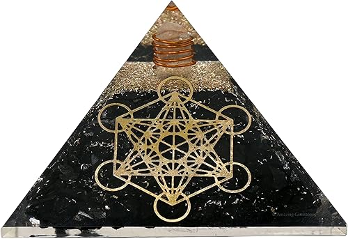 Miniatura 3 de Pirámide de orgón grande  Cristal de pirámide de piedra de turmalina negra  Pirámides de órgano de cubo de metatrón  Pirámide de orgonita curación