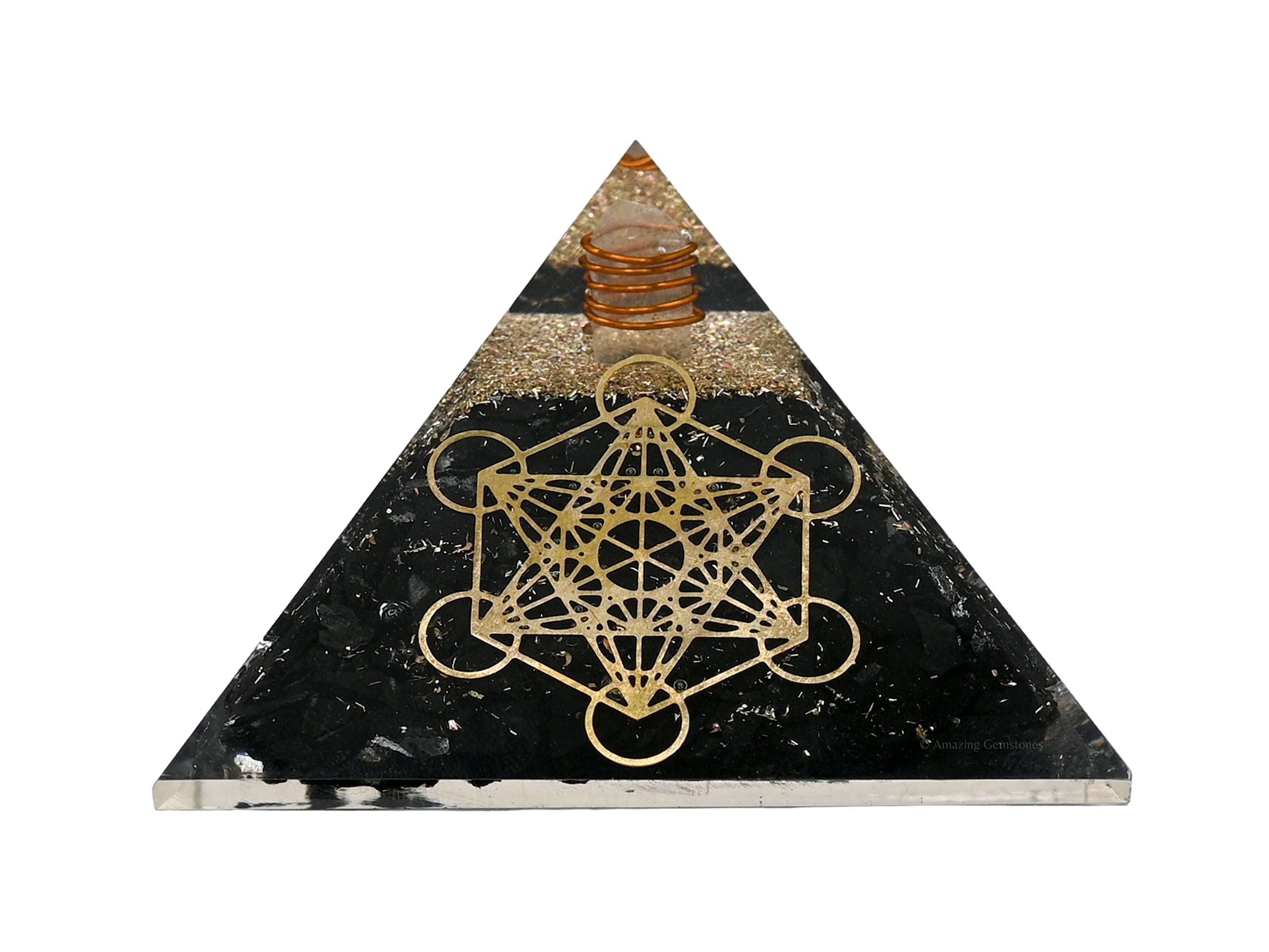 Piramide di shungite e orgonite per campi elettromagnetici e energia negativa | Piramide di organite orgonica di cristallo naturale (cubo di Metatron)