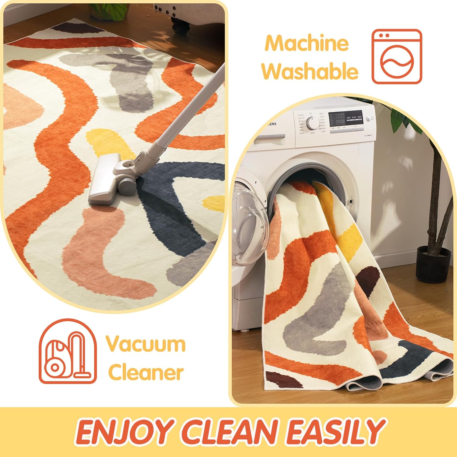 YIHOUSE Pastel Colorful Washable Abstract Cute 5x7 Rug, Ultra-Thin Modern Non Slip Stripe Accent Area Rug for Boys Girls Baby Dorm Bedroom Playroom Home Decor Aesthetic