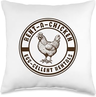 Funny Rent-a-Chicken Egg Shortage Spoof Logo Humor Throw Pillow