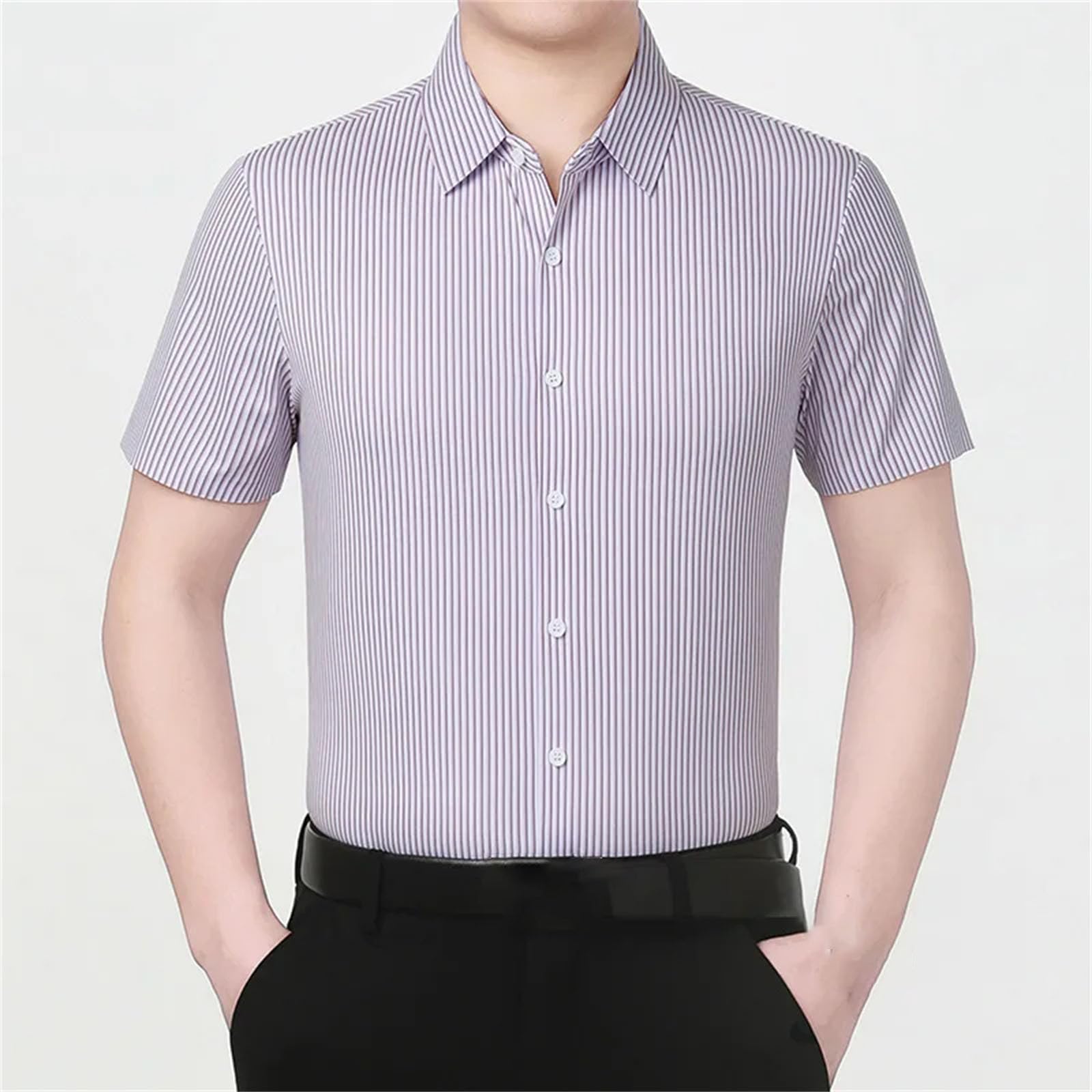 Camisa de manga corta para hombre, de seda de hielo, informal, holgada, cómoda, para uso diario