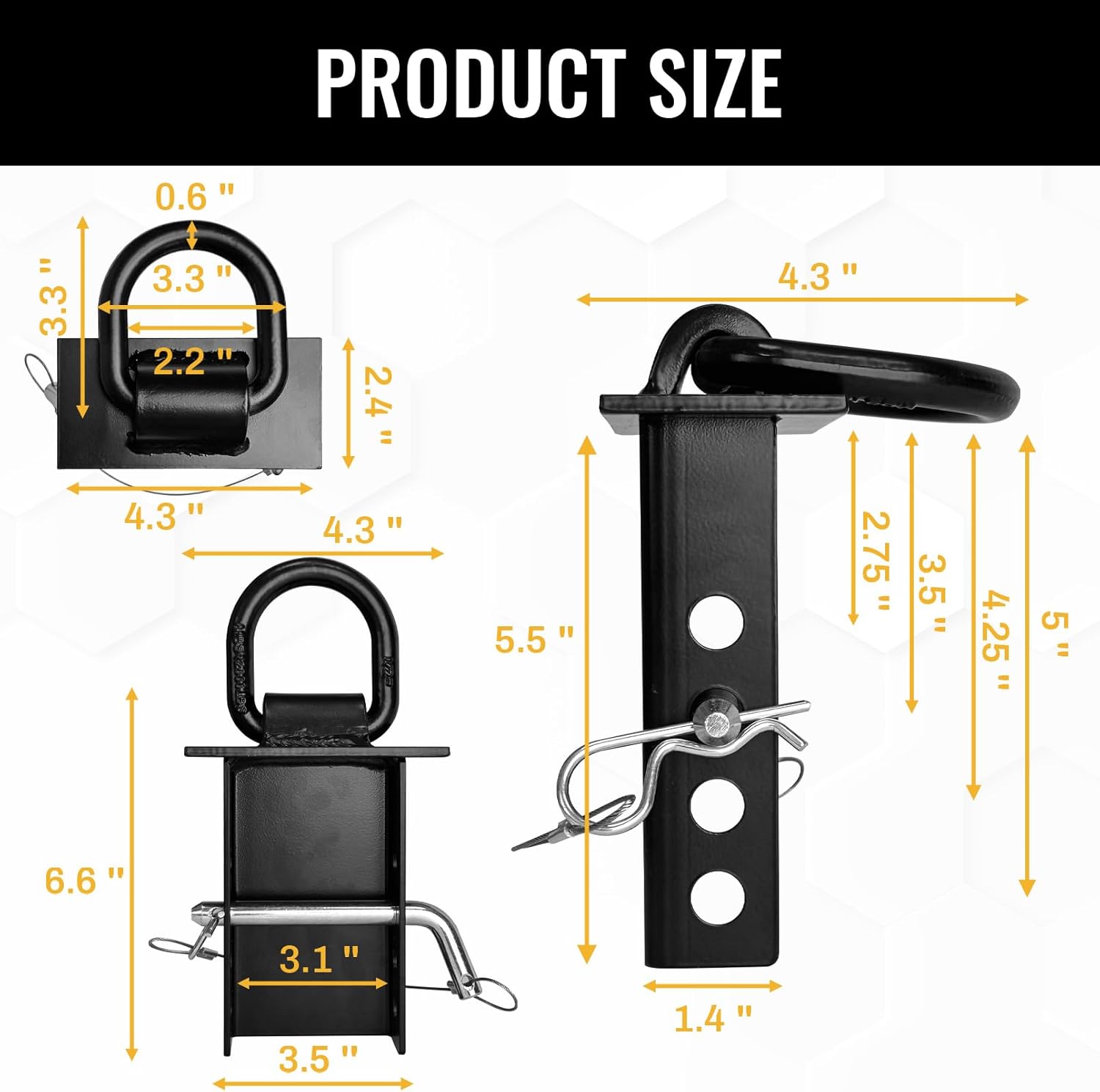 Stake Pocket D Rings for Trailer 1/2" Hitch Pin 4 Holes, 18,000lbs Heavy Duty D Rings for Utility Trailers, Flatbed Trucks