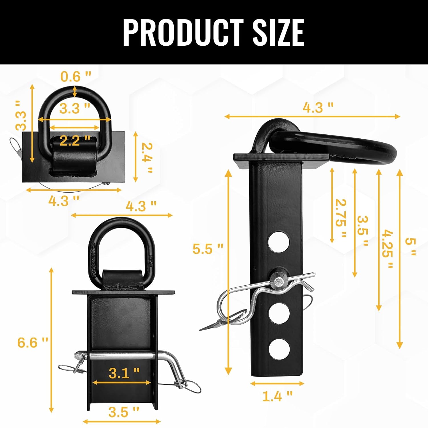 Stake Pocket D Ring for Trailer 1/2" Hitch Pin 4 Holes, 18,000lbs Heavy Duty D-Ring Removable Tie Downs for for Utility Trailers, Flatbed Trucks(4 Pack) - Image 3