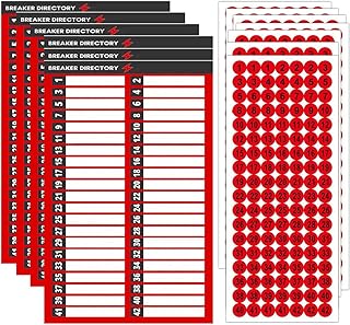 Breaker Panel Labels,11 Pcs Circuit Breaker Label Electrical Panel Labels Breaker Box Stickers,Adhesive Electrical Electric Box Sticker Number Breaker Panel Label for Door Electrical Box (Red)