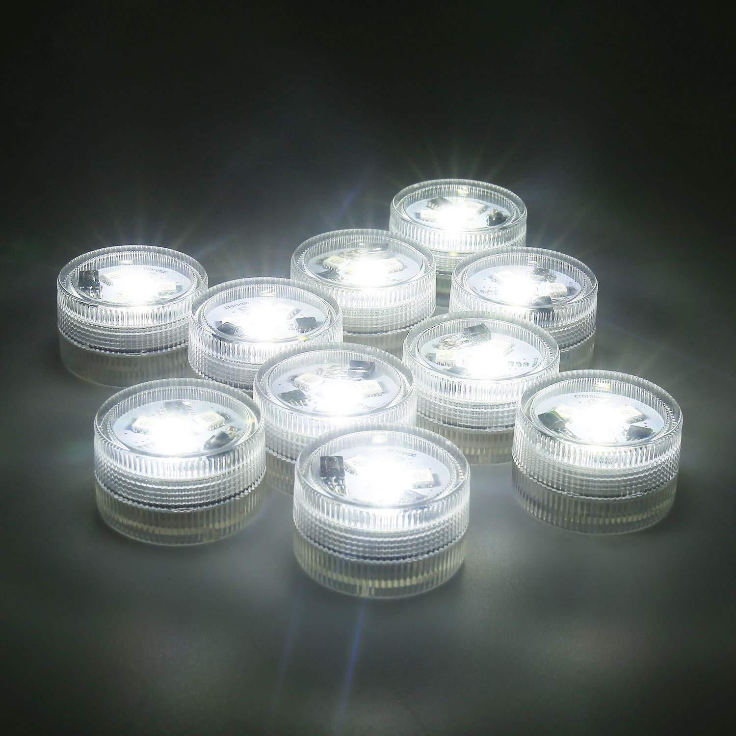 10 Pcs Luces Sumergibles LED RGB, Subacuáticas Impermeable SMD 3528 Con Control Remoto IR Para Vaso, Tazones, Piscina, Acuario y Decoración de Fiesta