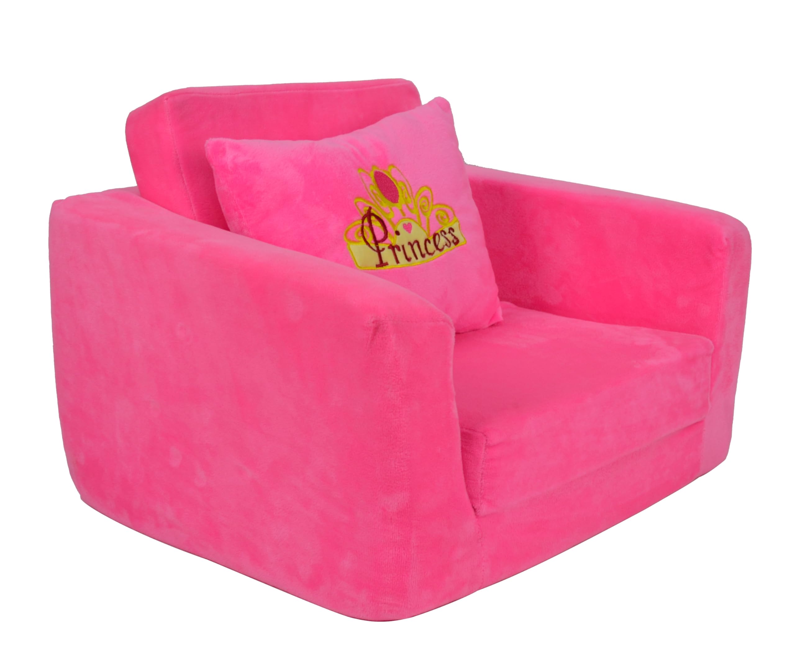 Mondial Toys Poltroncina Letto per Bambini Soffice Poltrona Rilassante Morbida in Peluche con Cuscino Rosa