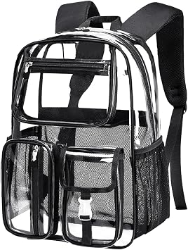 Large Heavy Duty Clear Backpack for Stadium Events,16in See Through Bookbag