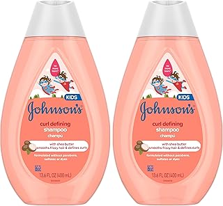 Johnson's Baby Shampoo, Curl-Defining, 13.6 fl. oz | Frizz Control | Tear-Free | Shea Butter | Pack of 2
