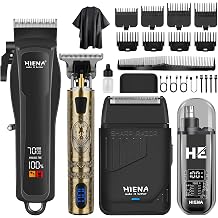 HIENA PRO Hair Clipper Set for Men, Cordless, USB Charging and LED Display