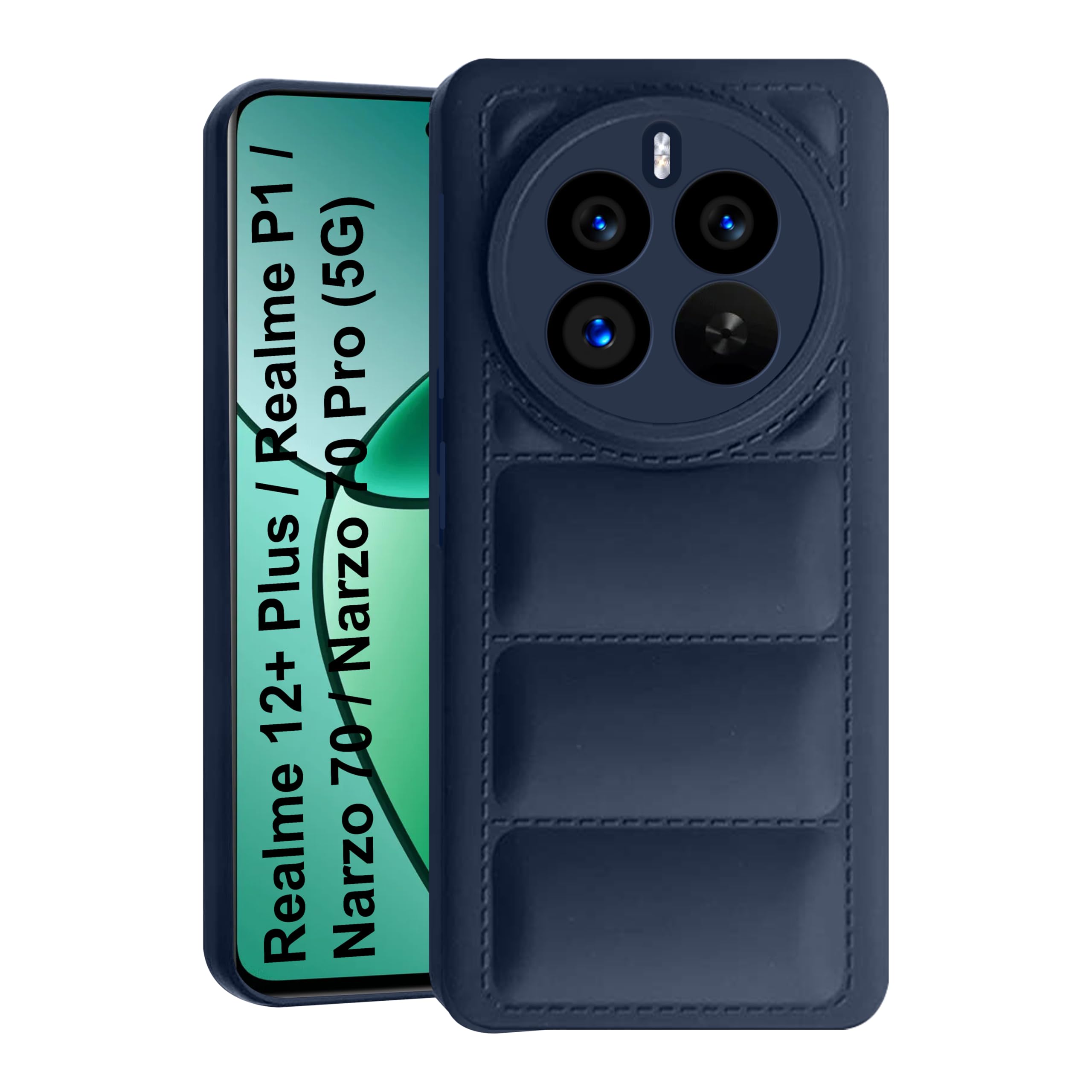 CEDO Realme 12+ Plus/Realme P1 / Narzo 70 / Narzo 70 Pro (5G) Back Cover | Camera Bump & 360° Flexible Puff Armor Protection | Matte Soft Silicon Shock Proof Rubberised Back Case Cover (Blue) (B0D2TLKXWL) Amazon Price History, Amazon Price Tracker