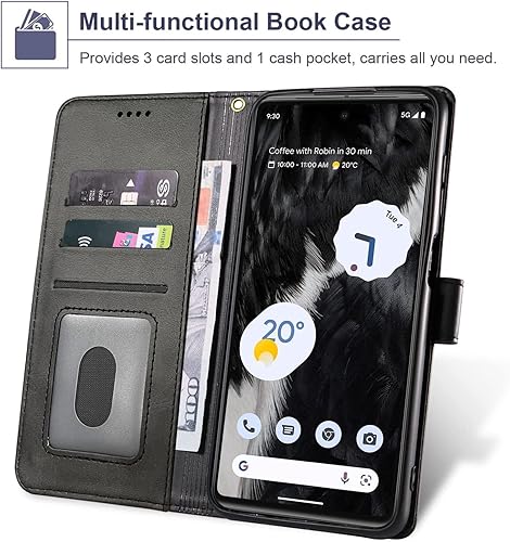 Miniatura 2 de Funda para Google Pixel 8 Pro y protector de pantalla de vidrio templado, funda de piel sintética con tapa para teléfono protección completa ranuras