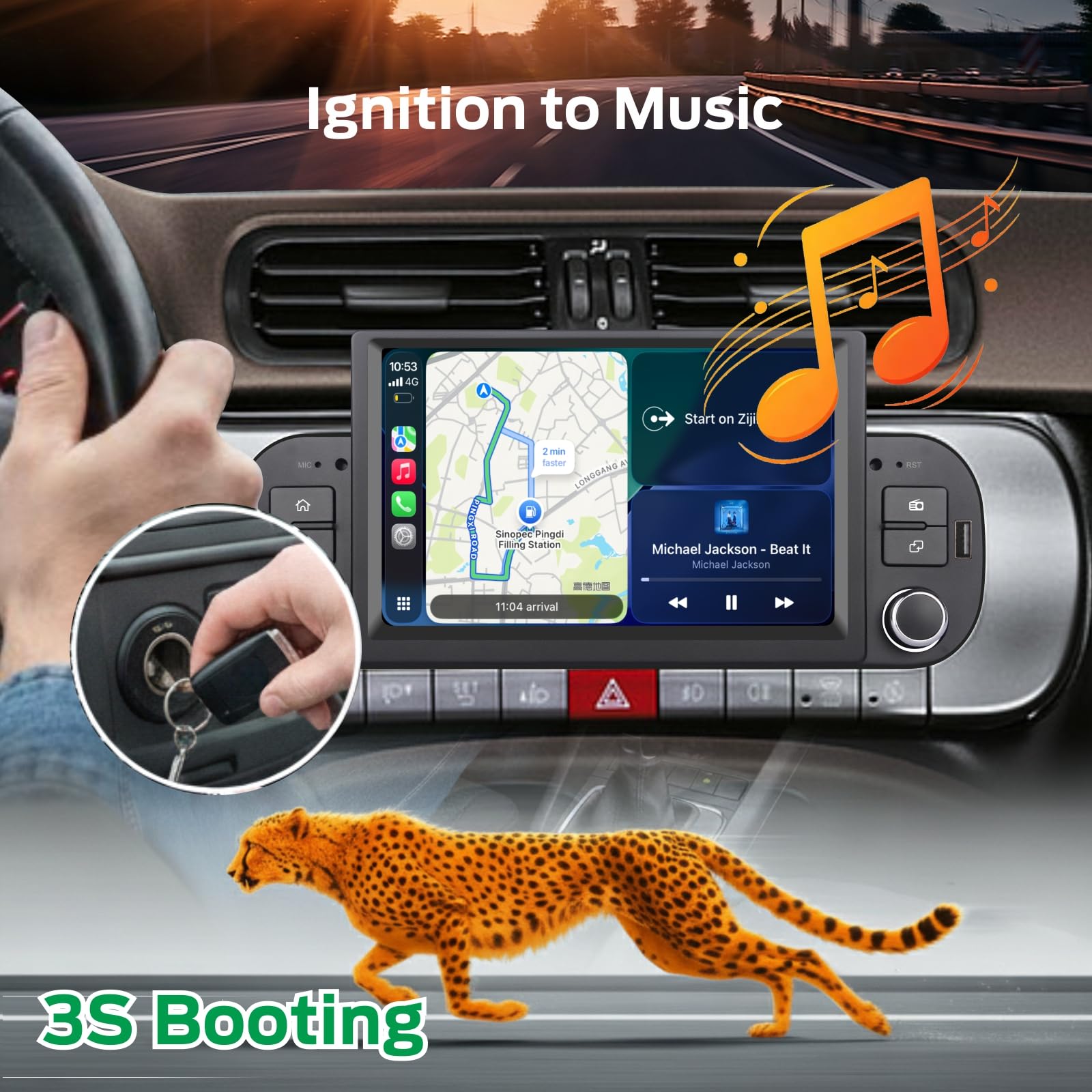 Autoradio Linux per Fiat Panda 2013-2025 con CarPlay Wireless e Android Auto, avvio in 2 secondi, comandi fisici tramite manopola, audio di livello OEM, Porta ISO Plug & Play