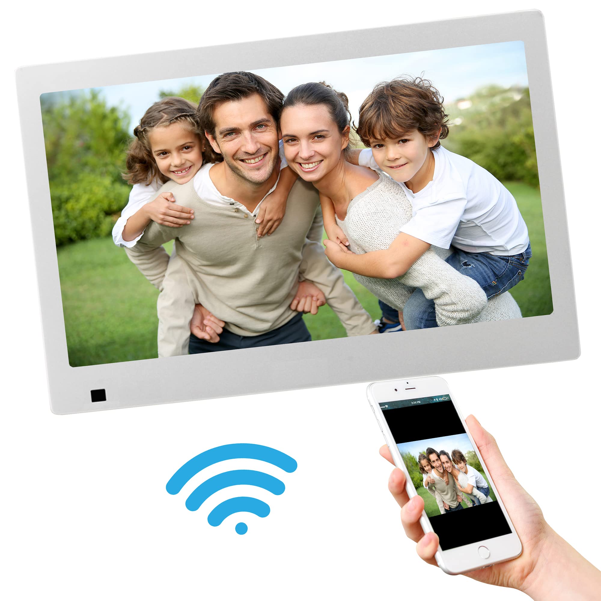 Cornice Digitale XORO Da 11 Pollici Con Display IPS Full HD 1080P Touch, WiFi, 32GB Di Memoria E Rotazione Automatica – Design In Legno Di Faggio, Condividi Foto In Tempo Reale
