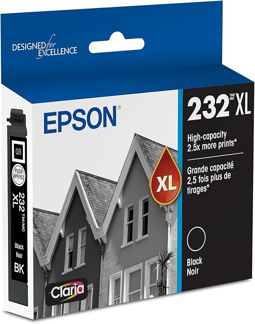Cartouche d'encre haute capacité EPSON 232 Claria Noir (T232XL120-S) Compatible avec Workforce WF-2930, 2950 et Expression XP-4200, 4205