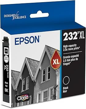 EPSON 232 Claria Ink High Capacity Black Cartridge T232XL120-S Works with WorkForce WF-2930 ,2950 and Expression XP-4200, 4205