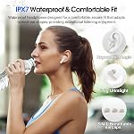 Ecouteurs sans fil, Bluetooth 5.4 Buds d'oreille avec écran tactile multifonctionnel, 48H HiFi Casque stéréo, ANC/ENC Le bruit annule Mic, IPX7 Ecouteurs Bluetooth avec 5 EQ Modes, en écouteurs, crème