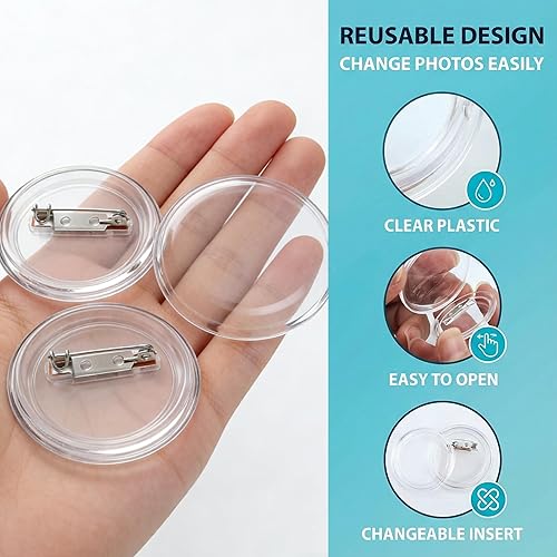 Miniatura 4 de Paquete de 20 pines de botón transparentes de 1.5 pulgadas, kit de botones para hacer tus propios botones acrílicos con juego de sublimación