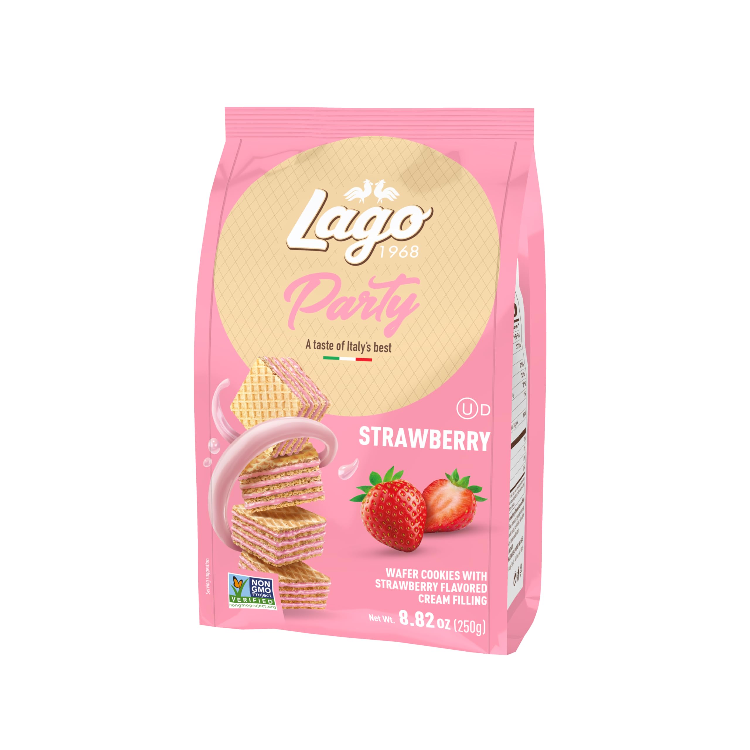 Party Wafers, Strawberry, 8.82 oz – Italian Wafer Cookies with Strawberry Cream Filling, Non-GMO Verified, Authentic Taste of Italy