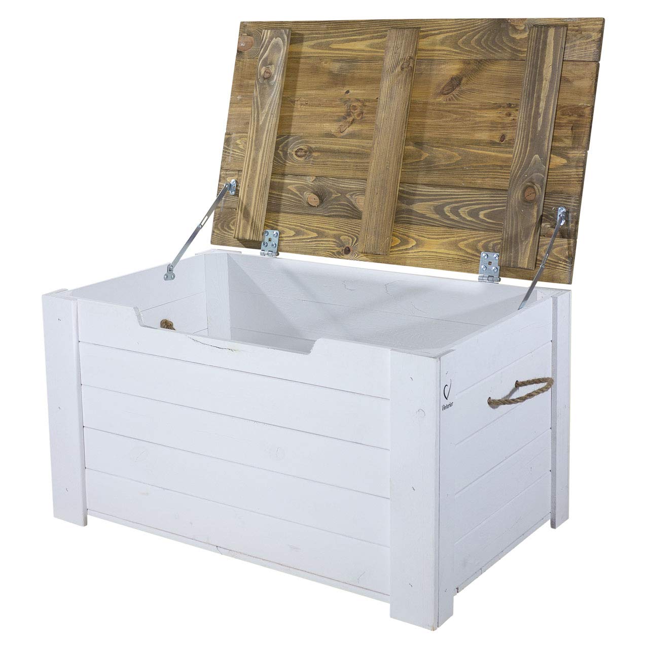 Vinterior Baúl de madera Pascale/Traumhaft rústico de madera (80 x 48 x 43,5 cm) Baúl del tesoro banco espacio espacio asiento banco de almacenamiento con gran capacidad pasillo, dormitorio, salón