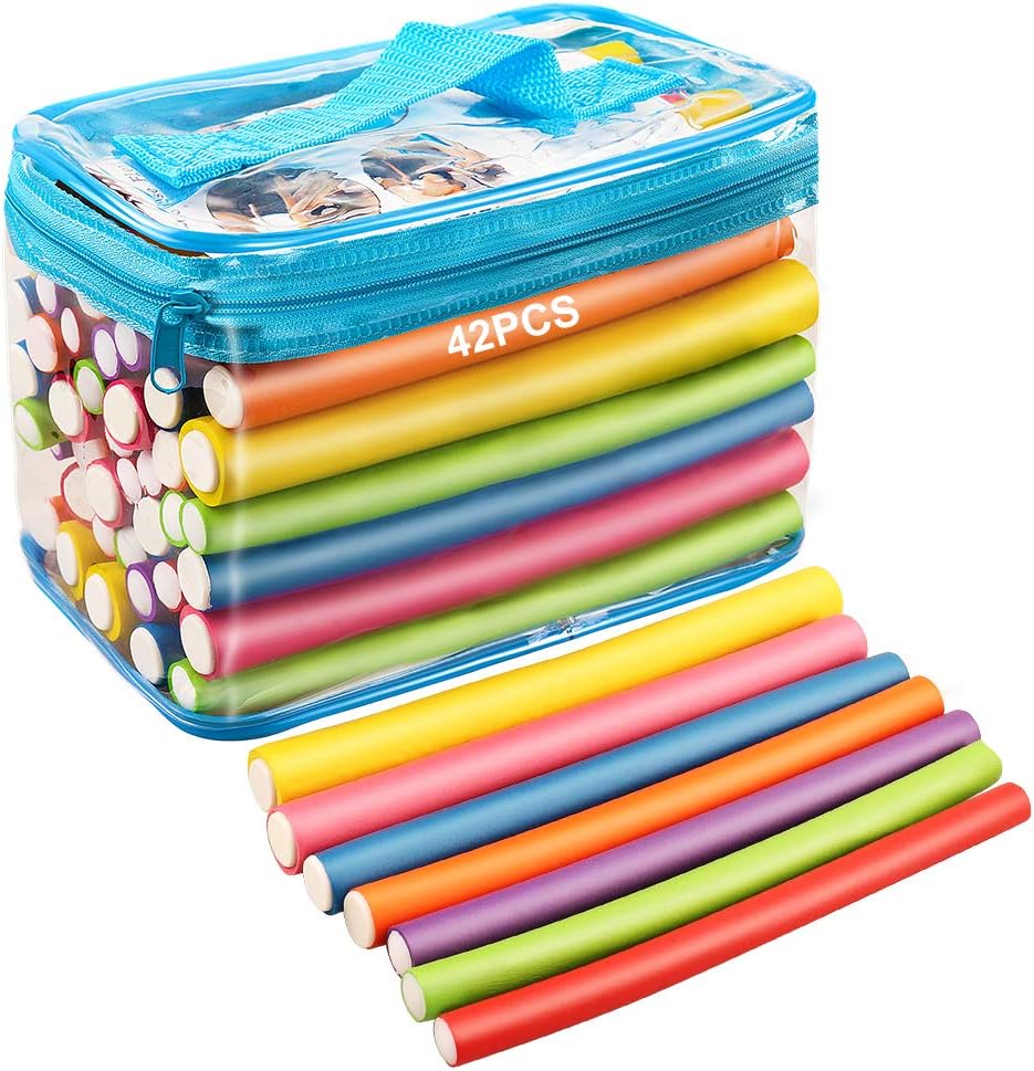 Flexible Curling Rods, AIDUE 42Pcs Hair Rollers Curlers Bendy Twistflex Rods Set DIY Hair