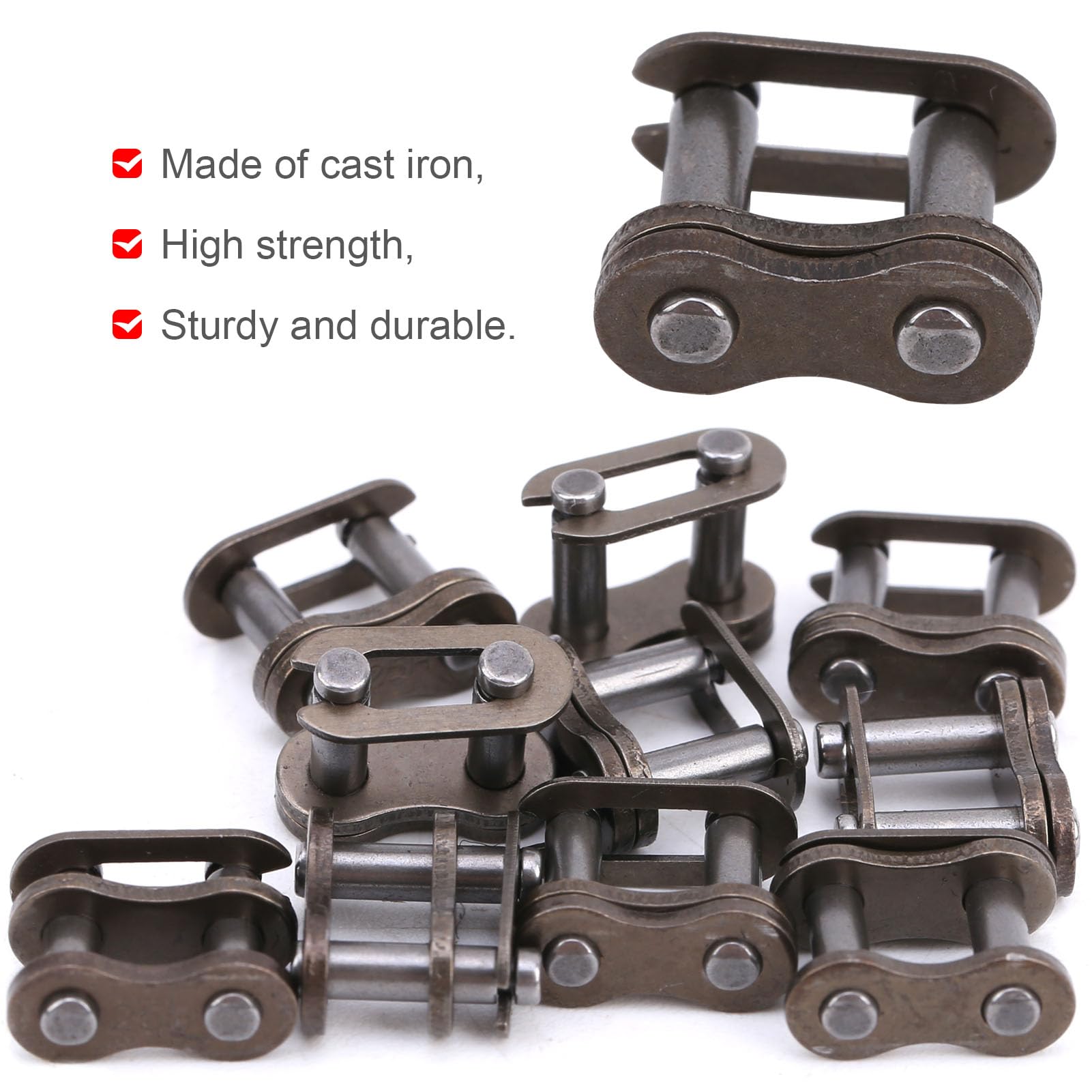 10pcs 25H Chain Link,Chain Master Link High Strength Cast Iron Chain Connecting Link Replacement Chain Connectors Easy Installation for E Scooter