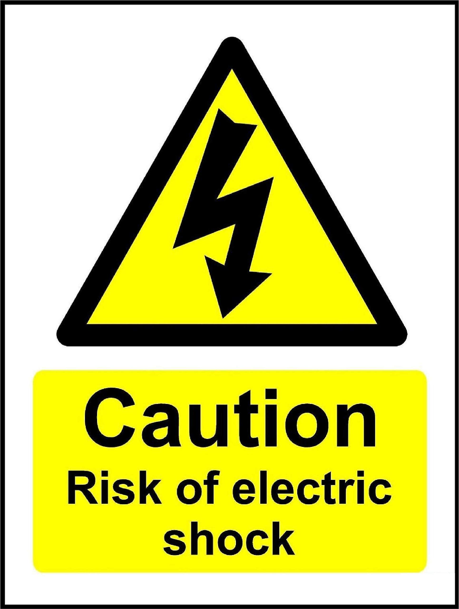 Kpcm Display Ltd Caution Risk Of Electric Shock Safety Sign - 1.2Mm Rigid Plastic 400Mm X 300Mm