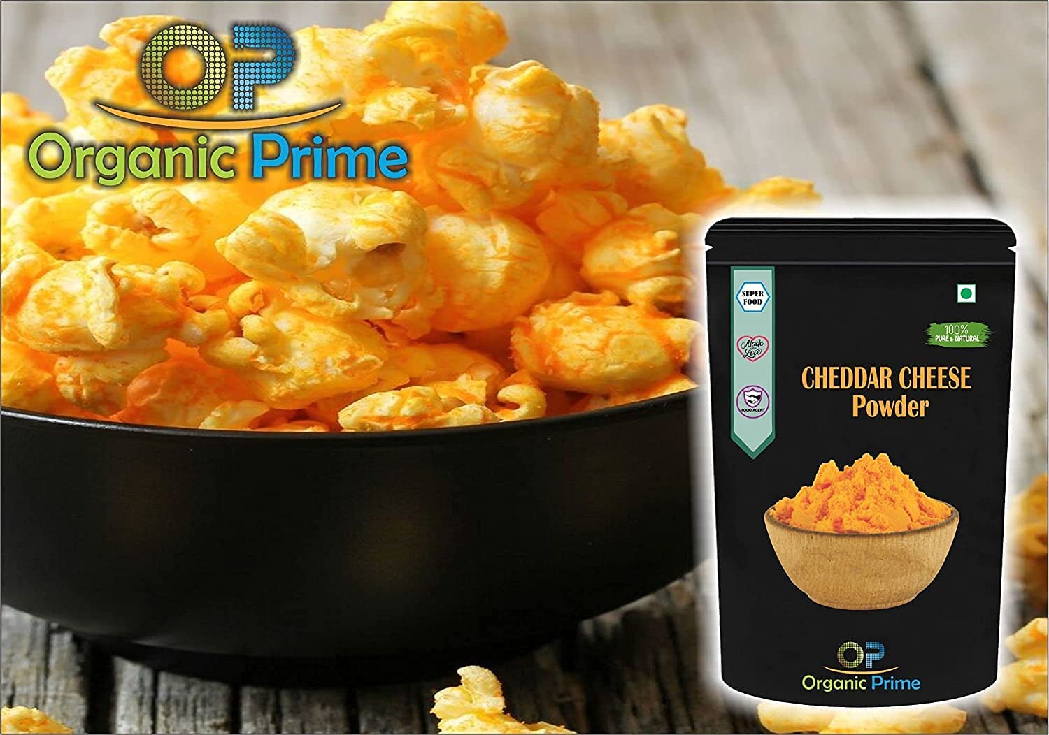 QRA Organic Prime Cheddar ser w proszku, ser w proszku do popcornu - 100 g od Organic Prime