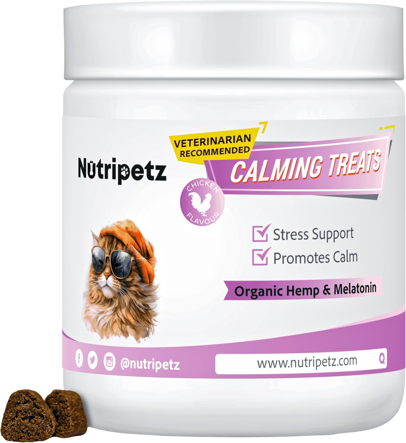 140 Cat Calming Treats | Anxiety & Stress Relief | Anti-Aggression Support | Cat Relaxer for Anxiety | Melatonin for Cats | Calming Care Chewable Pets Calming Chews