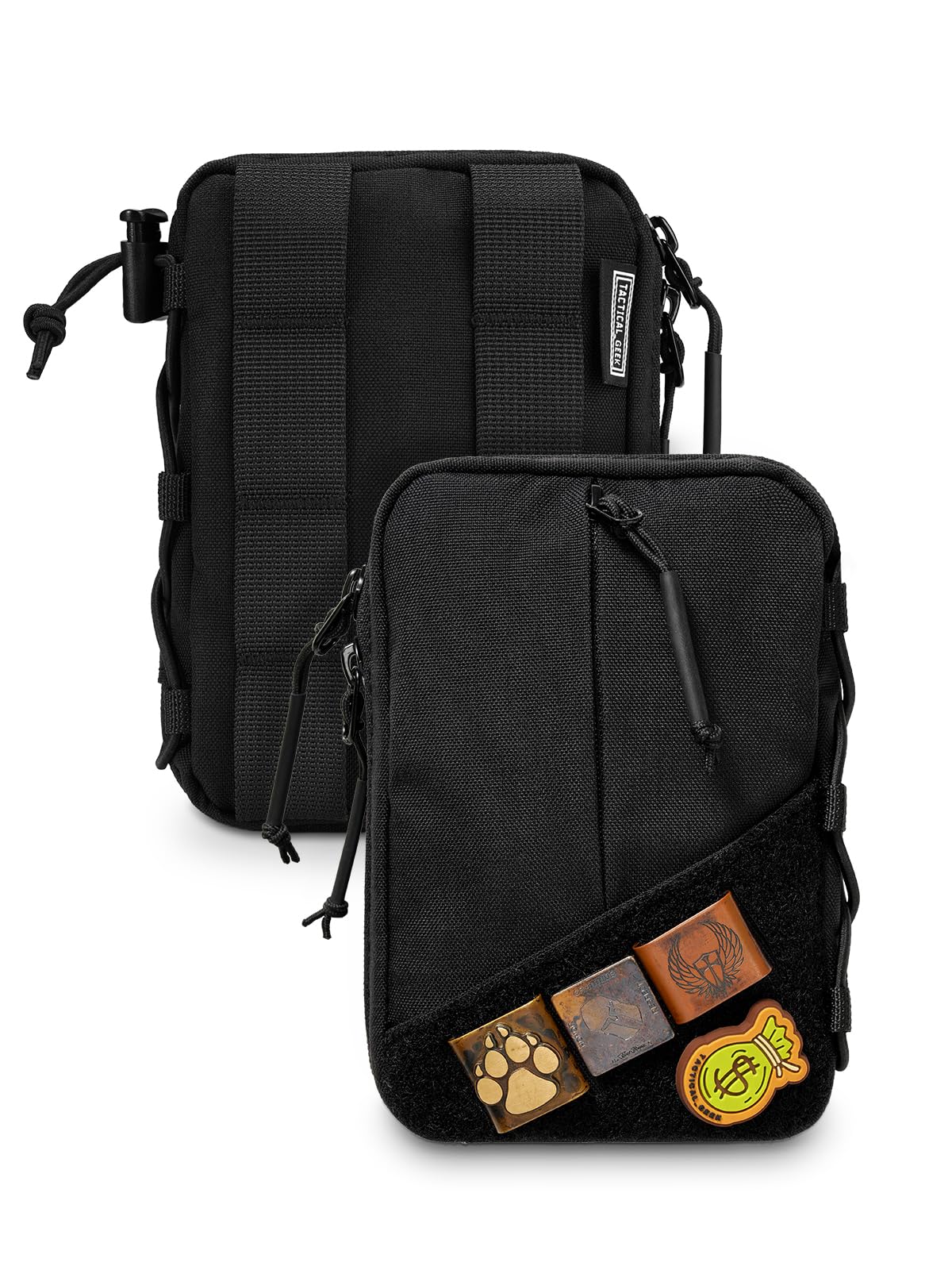 TACTICAL GEEK Block E4.0 EDC Compact Waist Pouch, Utility Pocket Organizer with Elastic Cord, Nylon Dual-Directional Zippers Tool Pouch, Multi-Purpose Small Gadget Organization for Daily Carry(Black)