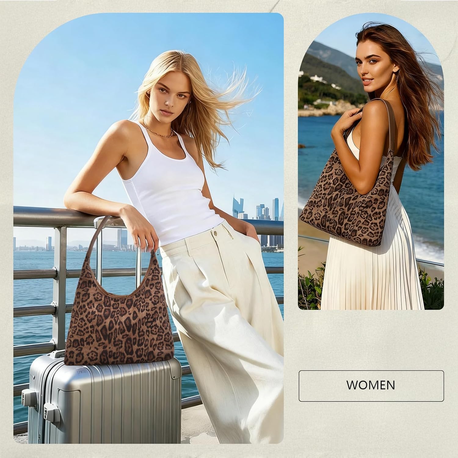 Leopard Tote Bag for Women Large Hobo Shoulder Bag Cheetah Print Shopper Handbag with Cosmetic Pouch - Image 5