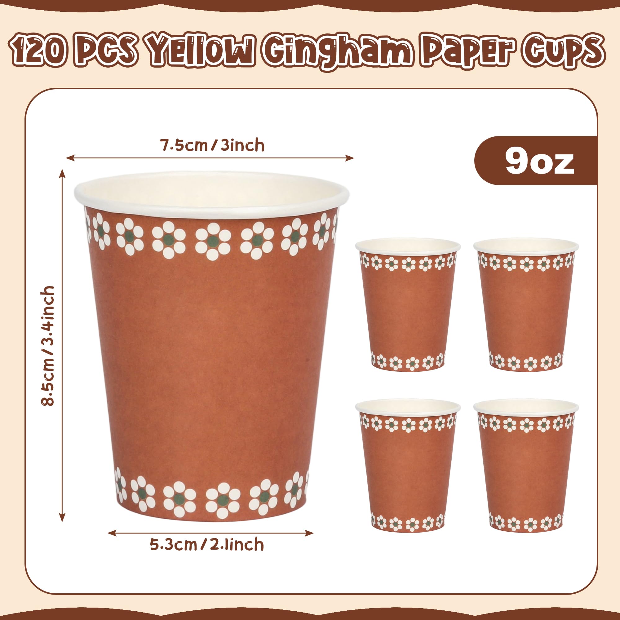 Houuqe 120 PCS Platos De Barro Mexicanos Cielito Lindo Party Decoration Mexican Paper Drinking Cups, Mexican Terracotta Flower Clay Pottery Paper Cups Party Supplies for Wedding Birthday Party