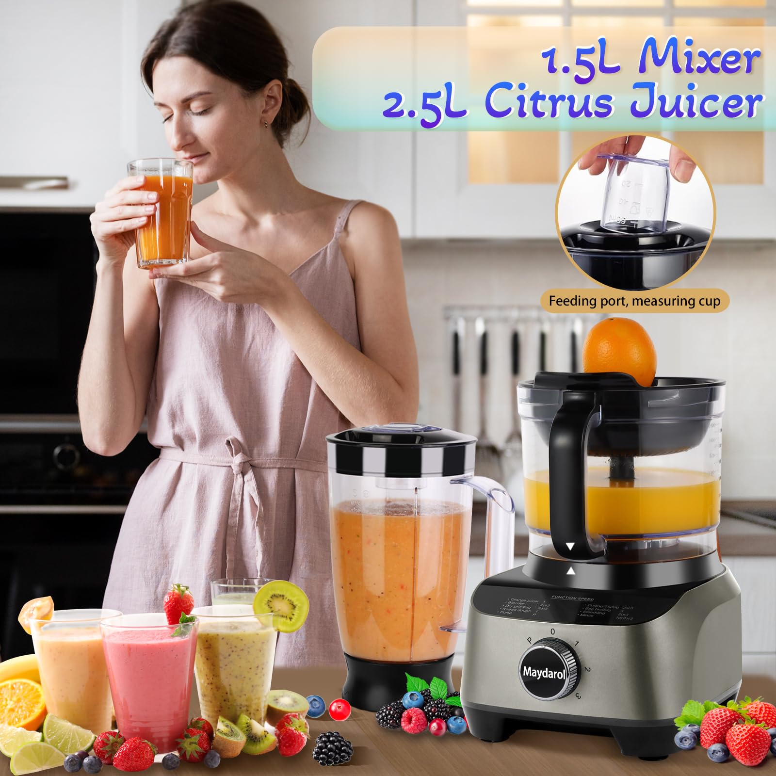 Mezclador de 14 tazas y procesador de alimentos combinado para cocina, procesador de alimentos grande para cortar, mezclar, picar, cortar, triturar, picar, picar, picar, purés y masa, fácil de operar