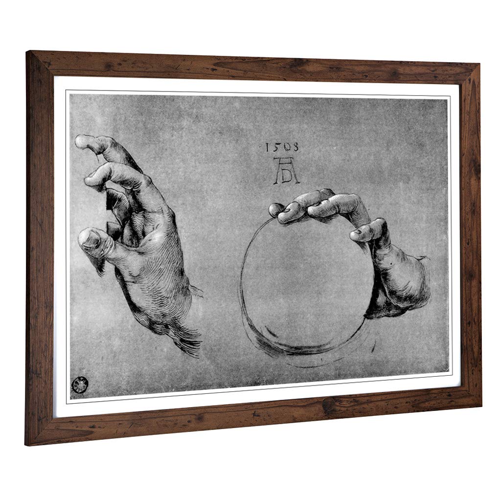 Big Box Art Framed Print of Albrecht Durer Hand of God The Father Design | Wall Art Picture | Home Decor for Kitchen, Living Room, Bedroom, Hallway, Walnut, A2 / 24.5x18 Inch / 62x45cm