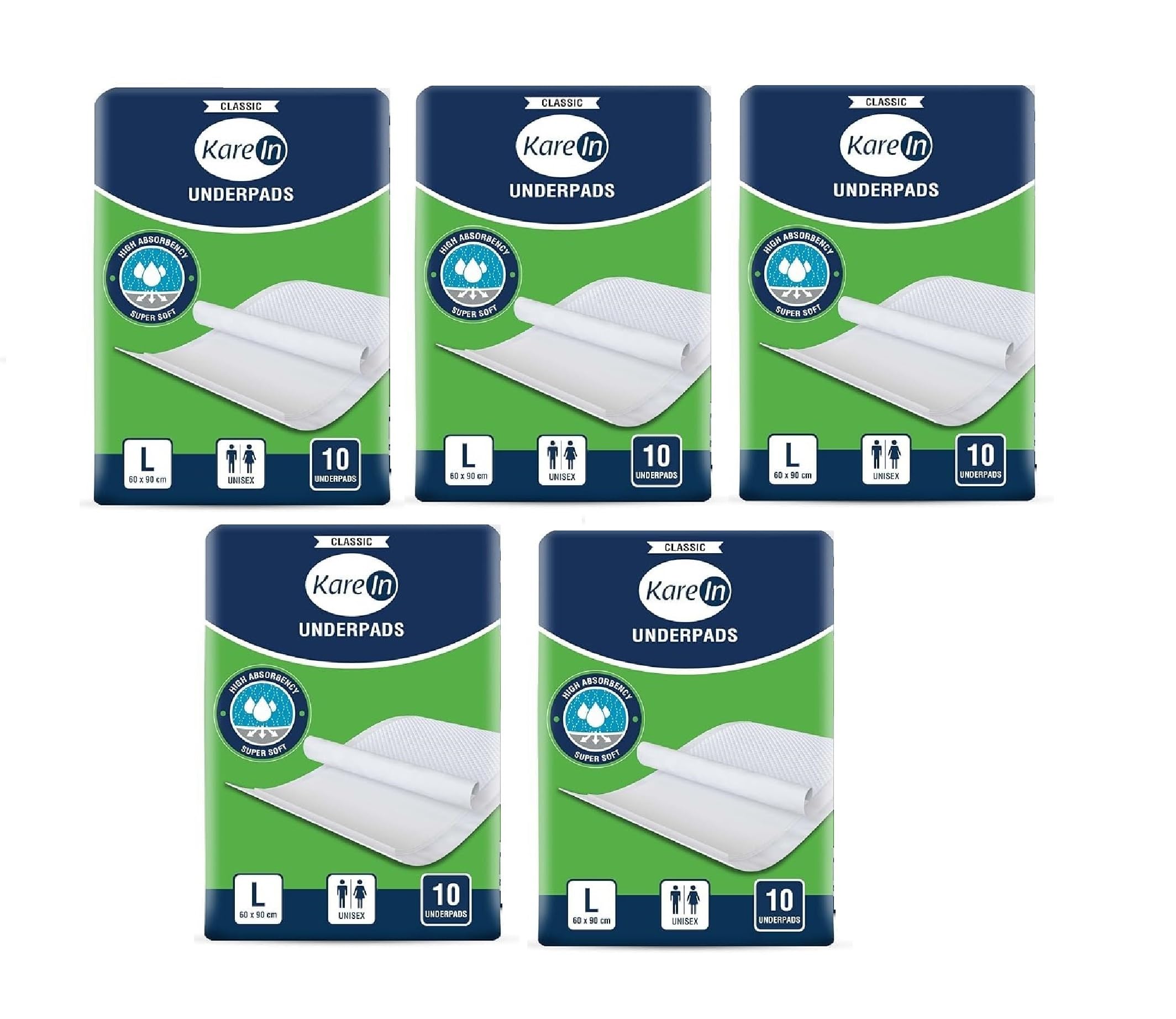 KareIn Classic Underpads, Large, 60 x 90 Cm, Superior Absorbency, Leak Proof, 50 Count (Pack of 5) (B0CVQKLJG1) Amazon Price History, Amazon Price Tracker
