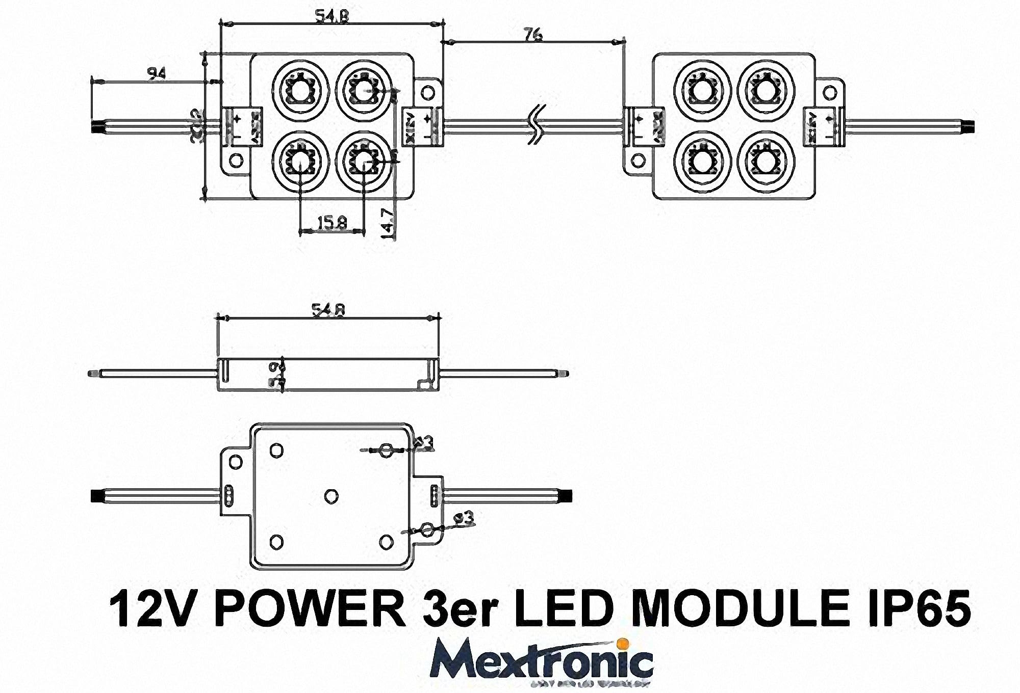 20 Moduli LED HL03 1.08W 6500K 12V IP65 – Bianco Freddo Per Insegne Pubblicitarie