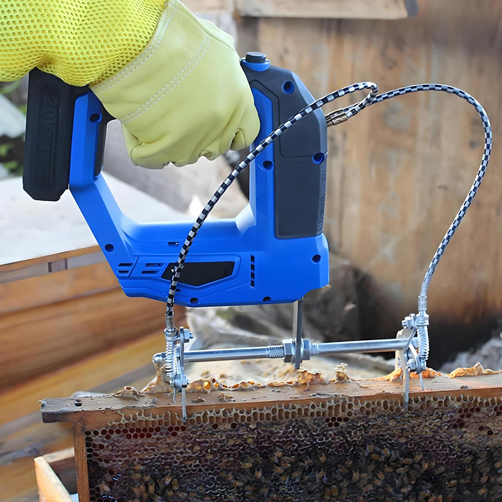 OZDMMYT Handheld Electric Beehive Shaker, Rechargeable Cordless Bee Remover, High-Speed Portable Tool for Beekeeping and Frame Shaking (Blue)
